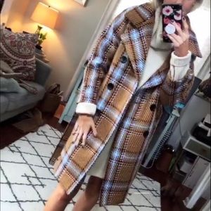 Goodnight Macaroon Plaid Brown Double-Breasted Coat